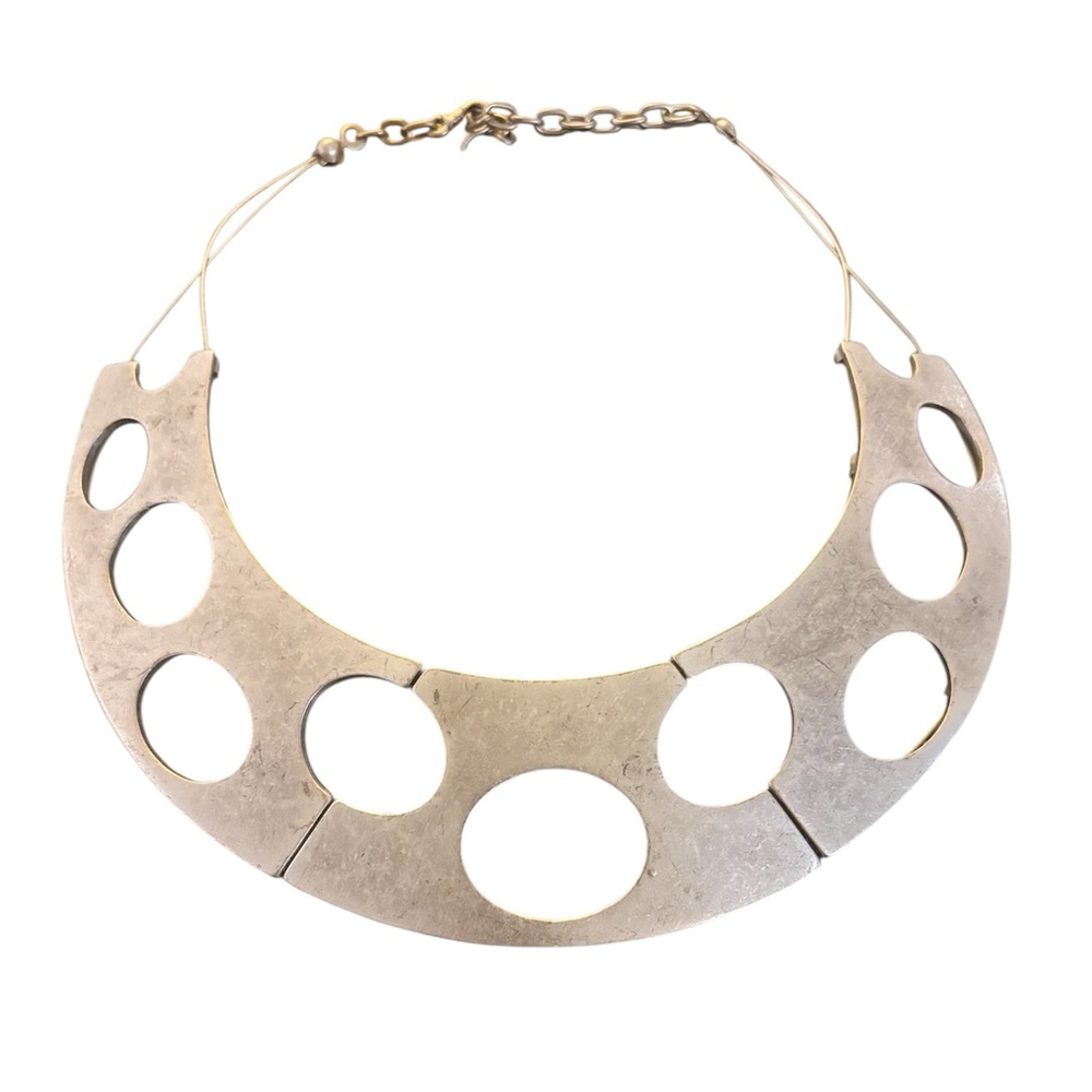Artisan Necklace Circle Design Silver-Toned Mixed Metal Brand Mozaic